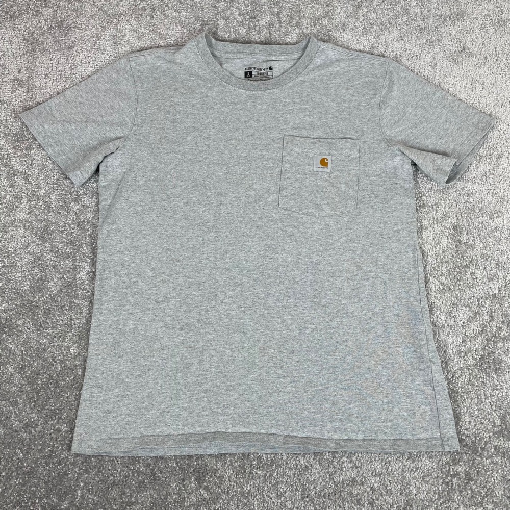 Carhartt T Shirt Womens Small 4 6 Loose Fit Pocket K87 Heather Gray Short Sleeve